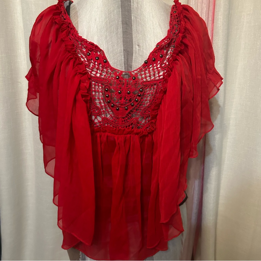 NWT Buckle red chiffon drape tank top size medium